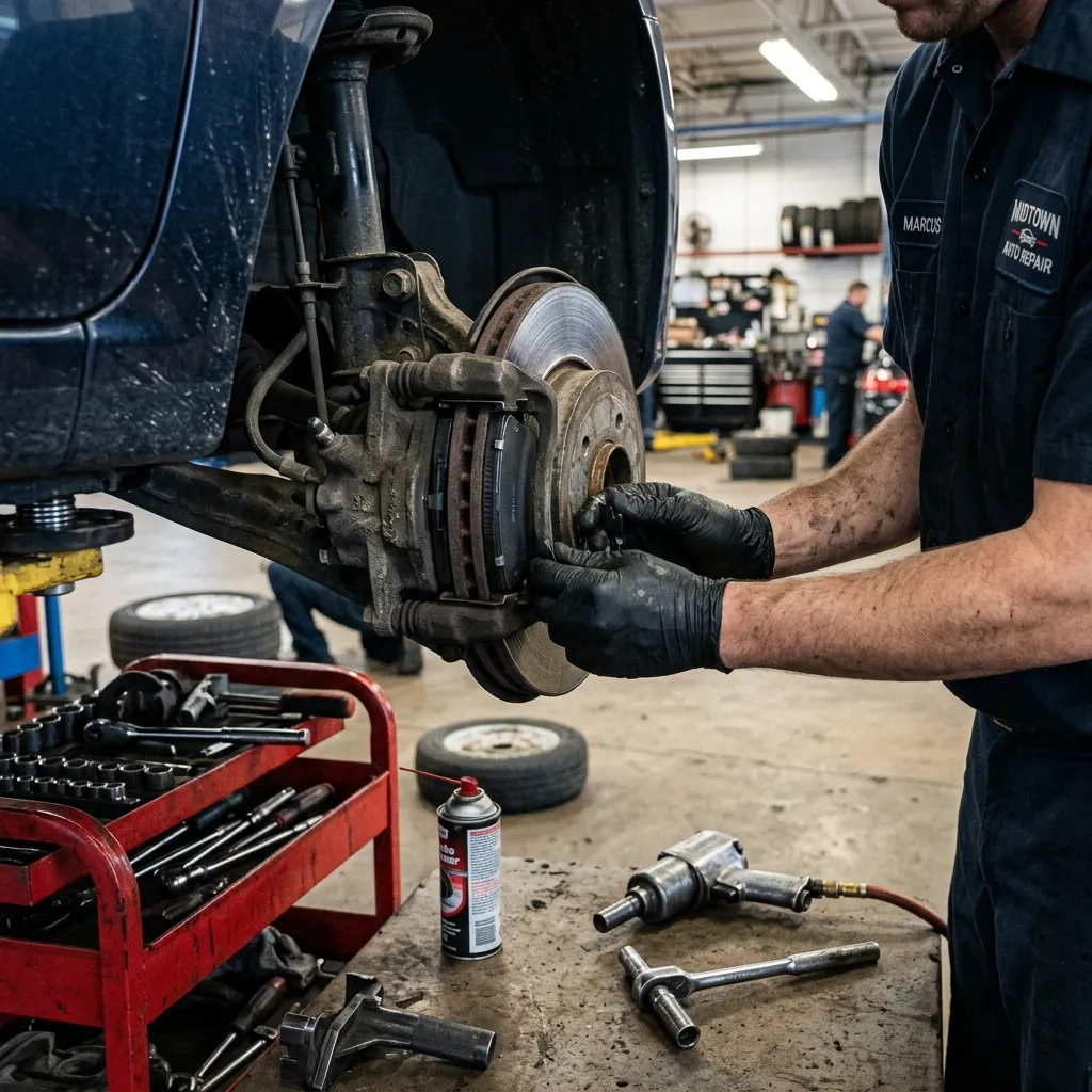 New brake pads going on. Your brakes are the most important thing on your car.