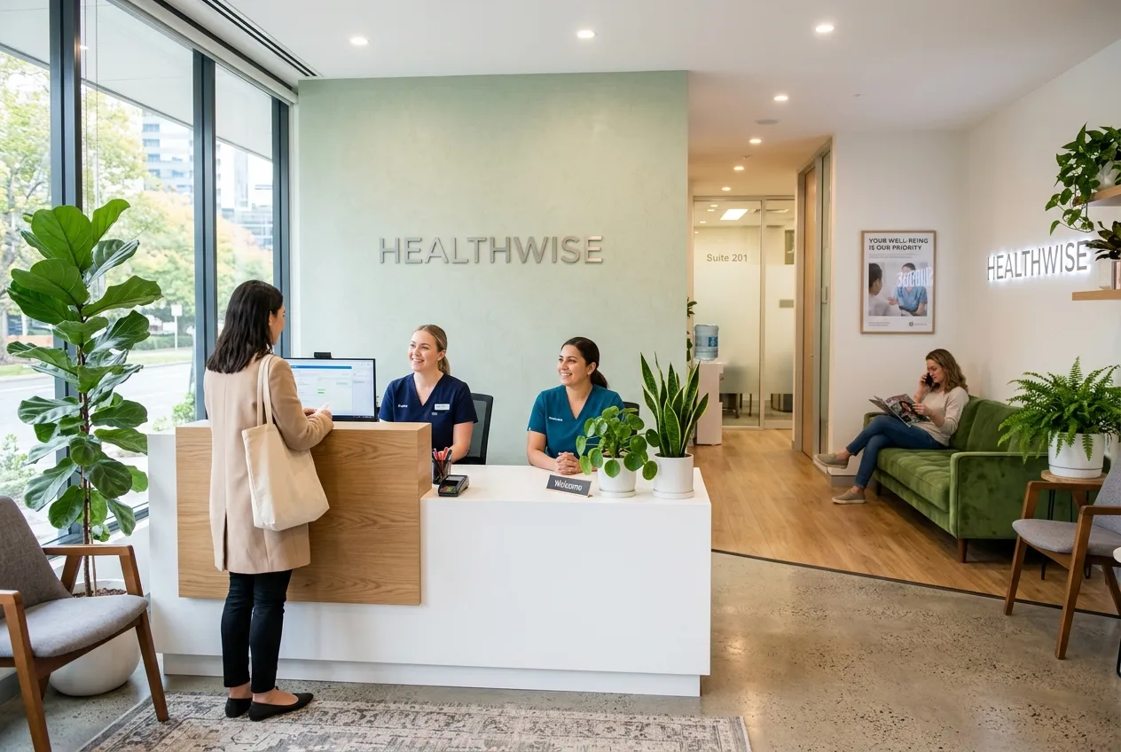 Bright modern clinic reception area