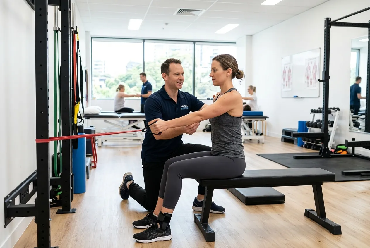 Patient doing rehabilitation exercises