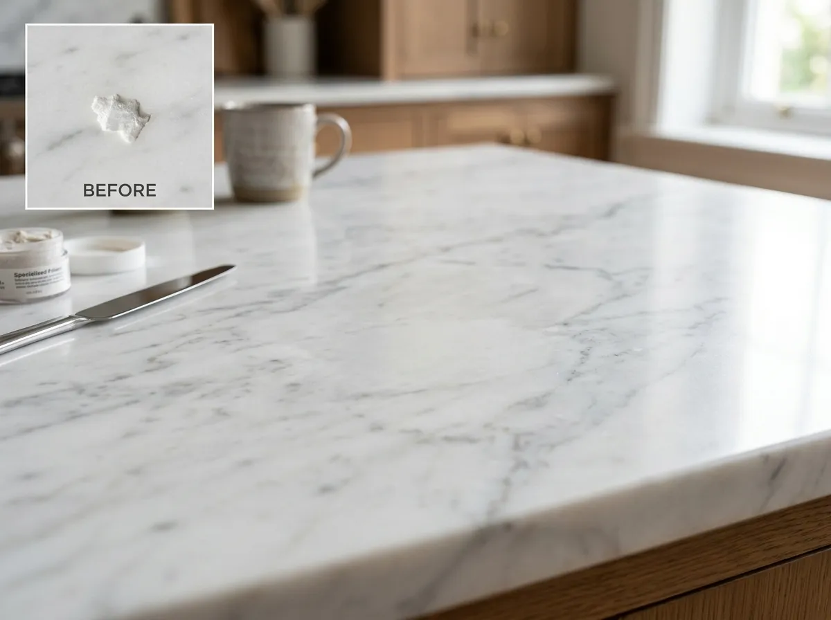 Stone benchtop chip repair