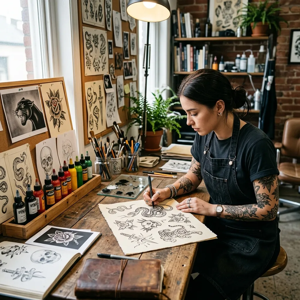 Detail shot from today's portrait session. Single needle, steady hand.